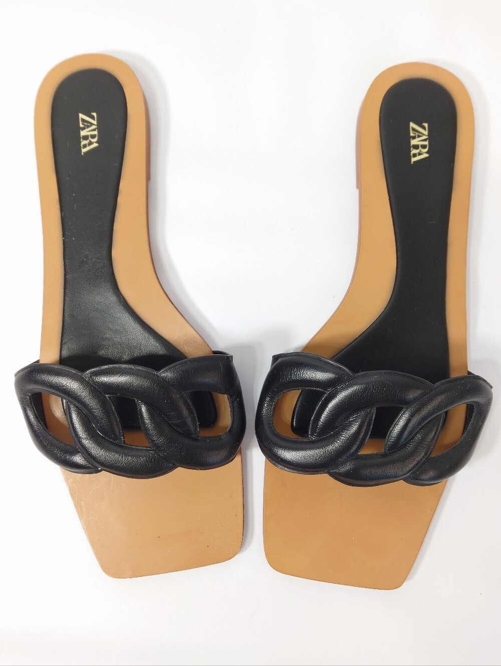 Zara Black Chain Slide Sandals Women's EU 40 US 9.5